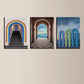 3pcs Whimsical Architectural Designs with Rainbow Metal Print Ready to Hang Art