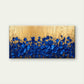 Golden Blue Floral Dreams Wall Art Canvas Office Home Room Framed 80x45cm