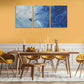 3pcs Blue and White Fur Wolf Design Elegant Metal Print Ready to Hang Art