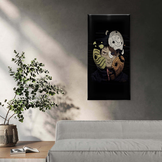 Anime Ninja Broken Mask Wall Art Canvas Office Home Room Framed 80x45cm