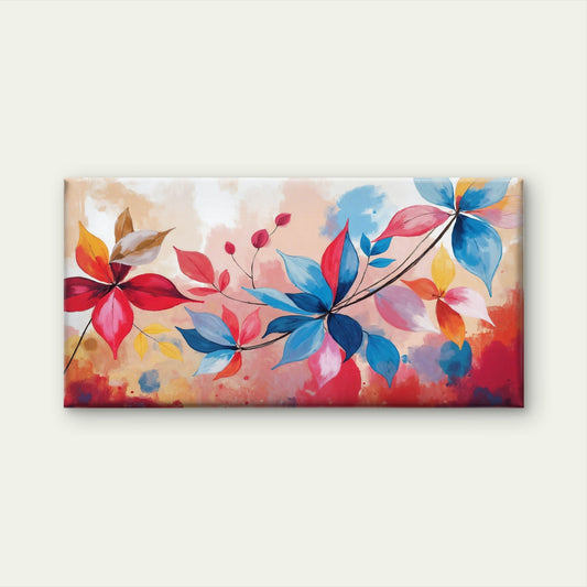 Colorful Floral Watercolor Botanical Abstract Wall Art Canvas Office Home Room Framed 80x45cm