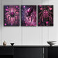 3pcs Luxurious Pink and Black Spider Metal Print Ready to Hang Art