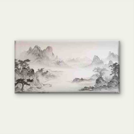Chinese Landscape Abstract Ink Wall Art Canvas Office Home Room Framed 80x45cm
