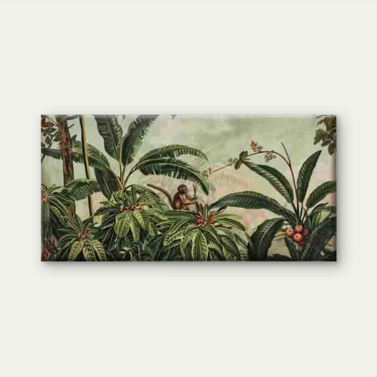 Monkey in the Rainforest Wall Art Canvas Office Home Room Framed 120x60cm