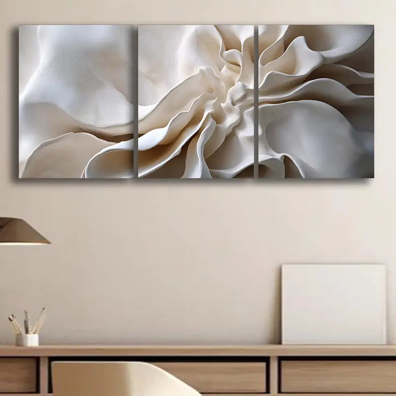 3pcs Luxurious Abstract Light and White Metal Print Ready to Hang Art