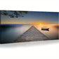 Serene Lake Rustic Pier Dock & Boat Scene Wall Art canvas office home room framed 120x60cm