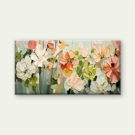 Abstract Soft Pink Floral Wall Art Canvas Office Home Room Framed 80x45cm
