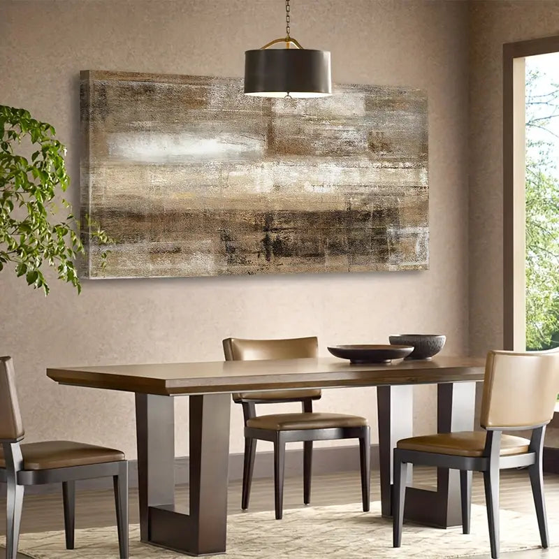 Vintage Abstract Retro Brown Wall Art canvas office home room framed 120x60cm