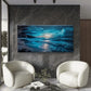 Moonlight Serenade Ocean Beach Wall Art Canvas Office Home Room Framed 80x45cm