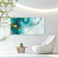 Teal Waves Gold Speck Wall Art Canvas Office Home Room Framed 120x60cm