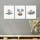3pcs Watercolor Airplane Cute Bear Classic Design Metal Print Ready to Hang Art