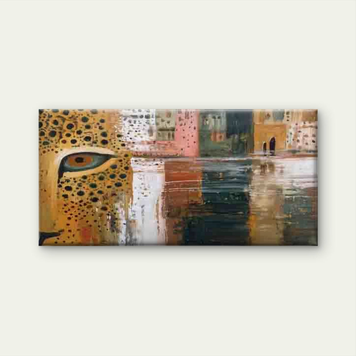 Abstract Leopard Eye Design Wall Art Canvas Office Home Room Framed 80x45cm
