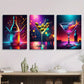 3pcs Roostertail, daily soup bar, neon wine glass Metal Print Ready to Hang Art