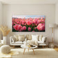 Pink Tulip Field Sunrise Wall Art Canvas Office Home Room Framed 120x60cm