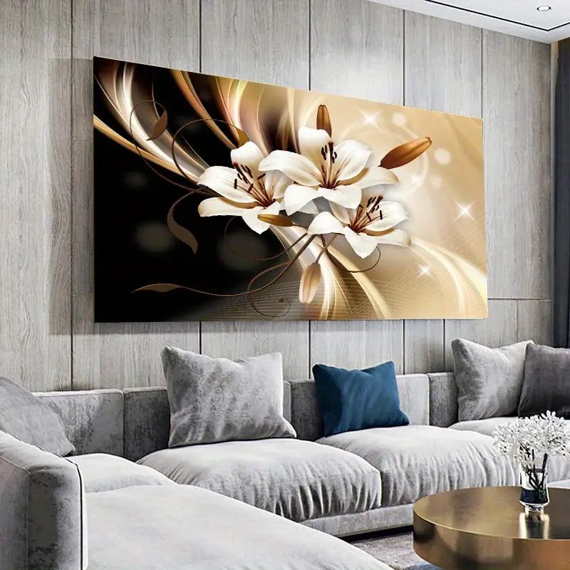 White Magnolia on Dark wall canvas office home room framed 120x60cm