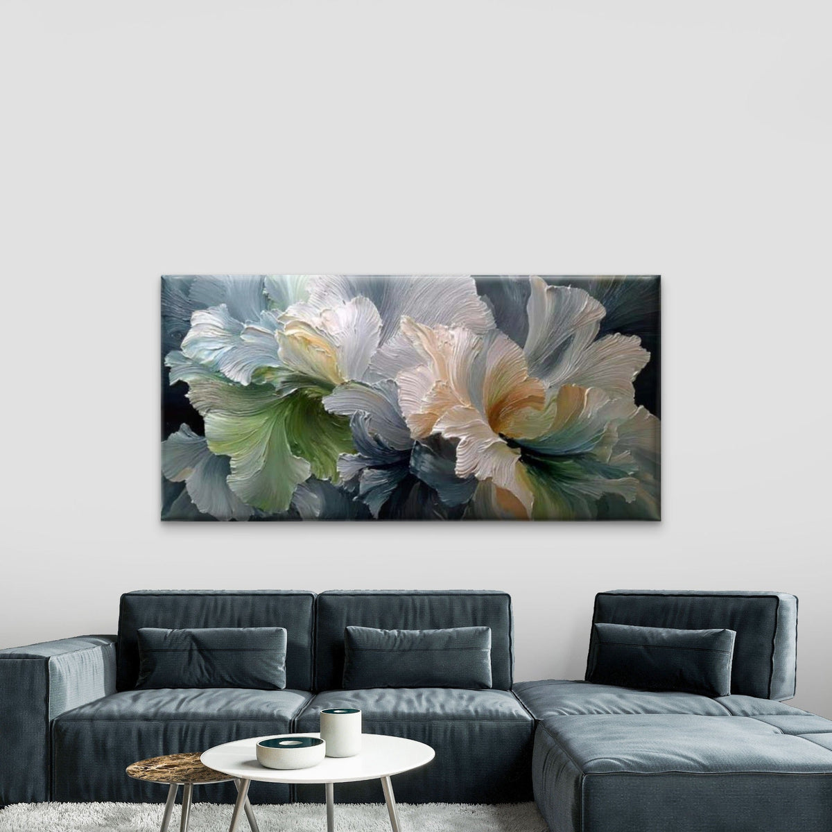 Floral Abstract Petal Flow Wall Art Canvas Office Home Room Framed 80x45cm