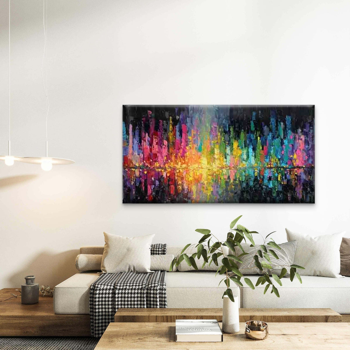 Abstract Cityscape Reflections Wall Art Canvas Office Home Room Framed 120x60cm