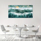 Abstract Forest Pine Trees & Golden Sun Wall Art canvas office home room framed 120x60cm