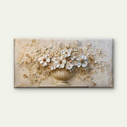 Baroque Style Floral Relief Wall Art Canvas Office Home Room Framed 80x45cm
