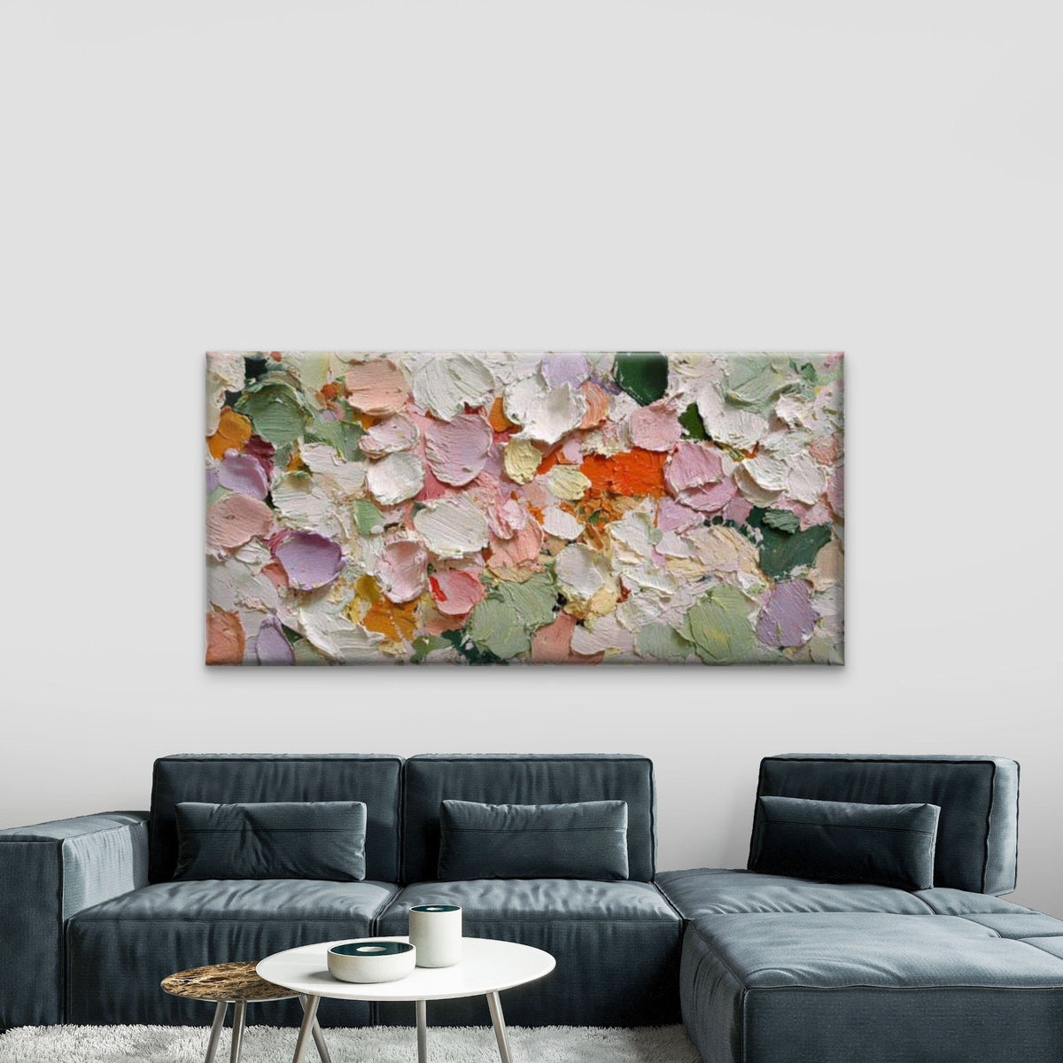 Abstract Impasto Painting Wall Art Canvas Office Home Room Framed 80x45cm