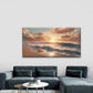 Beach Sunset, with Golden Sun Wall Art Canvas Office Home Room Framed 120x60cm