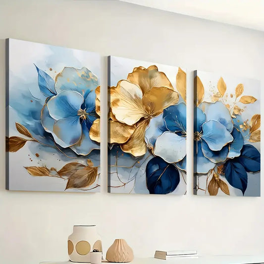 3pcs Modern Fashion Abstract Golden Leaf Light Luxury Art Wall Art Set Canvas Framed 40x60cm - High Quality Print 100% Australian Made Wall Canvas Ready to Hang