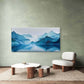 Abstract Blue Mountain & Lake Wall Art Canvas Office Home Room Framed 80x45cm