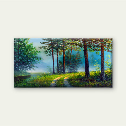 Beautiful Nature Forest Path Wall Art Canvas Office Home Framed 80x45cm