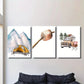 3pcs Watercolor outdoor camping print, woodland tent Metal Print Ready to Hang Art