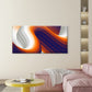 Abstract Blue Orange Curved Lin Wall Art Canvas Office Home Room Framed 120x60cm