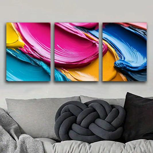 3pcs Colorful Abstract Painting Metal Print Ready to Hang Art