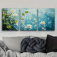 3pcs Water Lilies on Water Painting Metal Print Ready to Hang Art