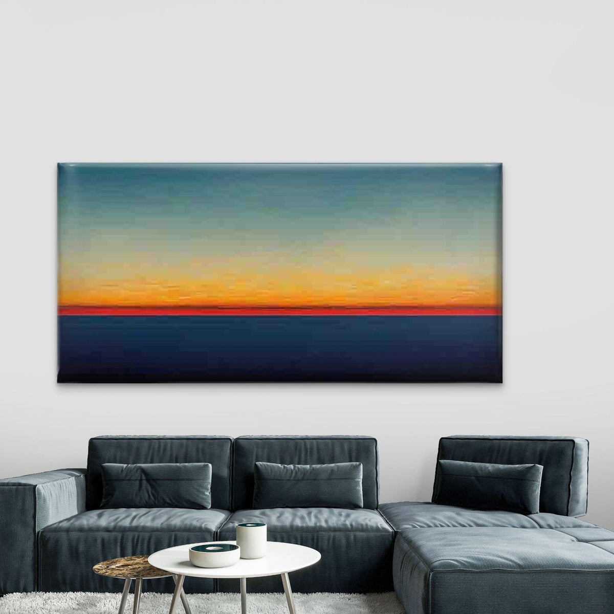 Abstract Ocean Horizon Wall Art Canvas Office Home Room Framed 120x60cm