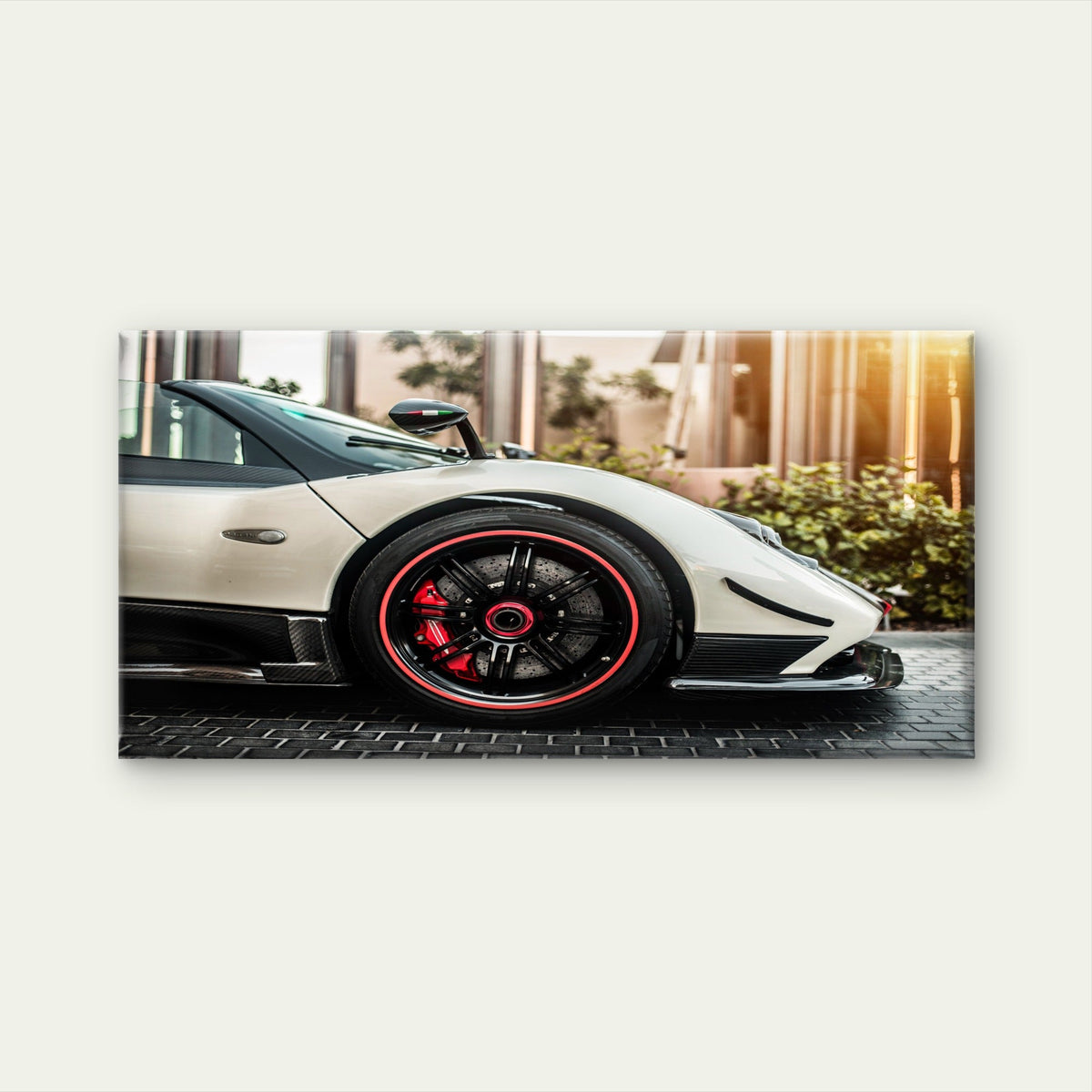 White Pagani Zonda Cinque View Wall Art Canvas Office Home Room Framed 80x45cm