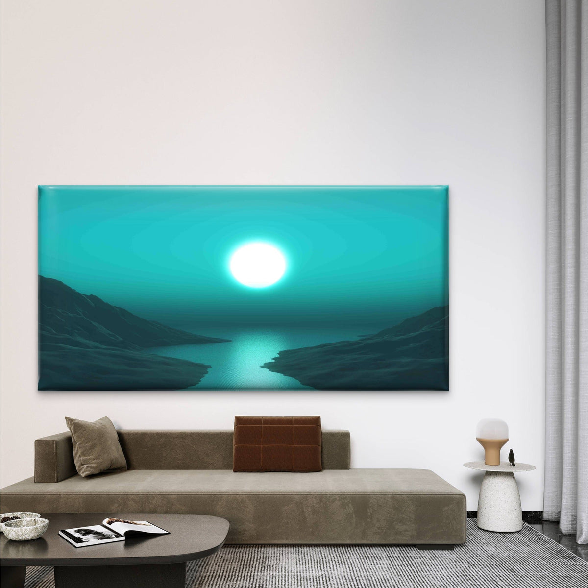 Mesmerizing Moon Landscape Wall Art Canvas Office Home Room Framed 80x45cm