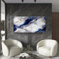 Abstract Marble Navy Blue White Wall Art Canvas Office Home Room Framed 120x60cm
