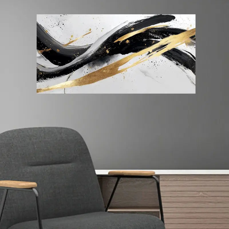 Abstract Black and Yellow Wall Art wall canvas office home room framed 120x60cm