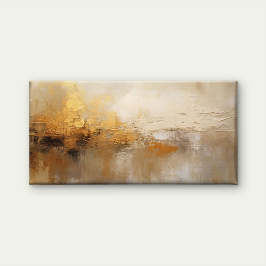 Gold Abstract Landscape Wall Art Canvas Office Home Room Framed 80x45cm