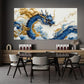 Blue and Gold Dragon Wall Art wall canvas office home room framed 120x60cm
