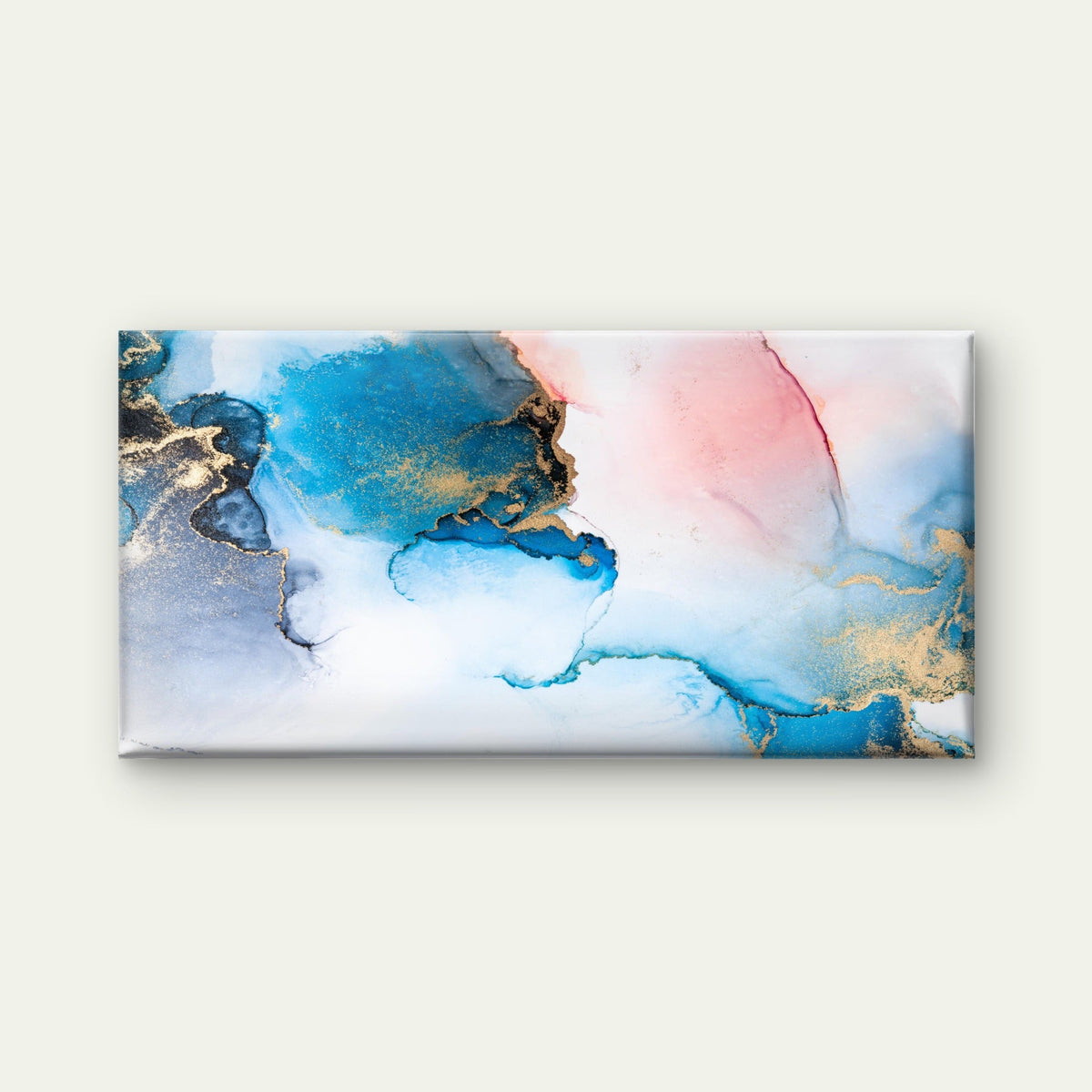 Blue Marble Ink Art Wall Art Canvas Office Home Room Framed 120x60cm