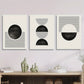 3pcs Black and White Geometric Circle & Line Metal Print Ready to Hang Art