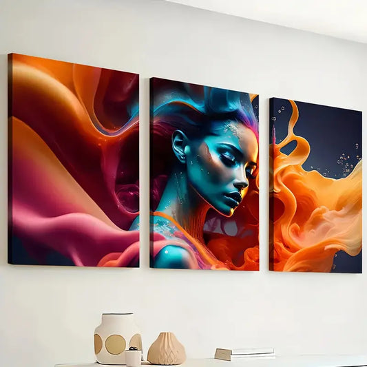 3pcs Modern Style Fashion Abstract Female Figure Art Girly Wall Art Set Canvas Framed 40x60cm - High Quality Print 100% Australian Made Wall Canvas Ready to Hang