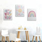 3pcs Colorful Bohemian Pink Rainbow Sun Painting Pattern Metal Print Ready to Hang Art