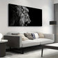 Modern Black White Lion Wall Art canvas office home room framed 120x60cm
