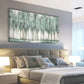 Abstract Forest Grey Teal Foggy Trees Wall Art canvas office home room framed 120x60cm