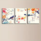 3pcs Colorful Birds & Flowers Vibrant Floral Metal Print Ready to Hang Art