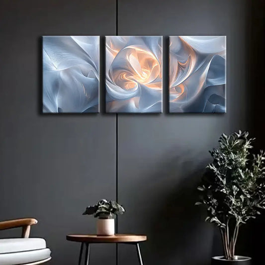 3pcs Abstract Light and White Metal Print Ready to Hang Art