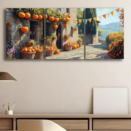 3pcs Luxurious Italian Villa Metal Print Ready to Hang Art