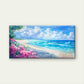 Tropical Beach Pink Flowers Wall Art Canvas Office Home Room Framed 80x45cm