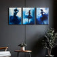 3pcs Blue Ballet Dancer Metal Print Ready to Hang Art
